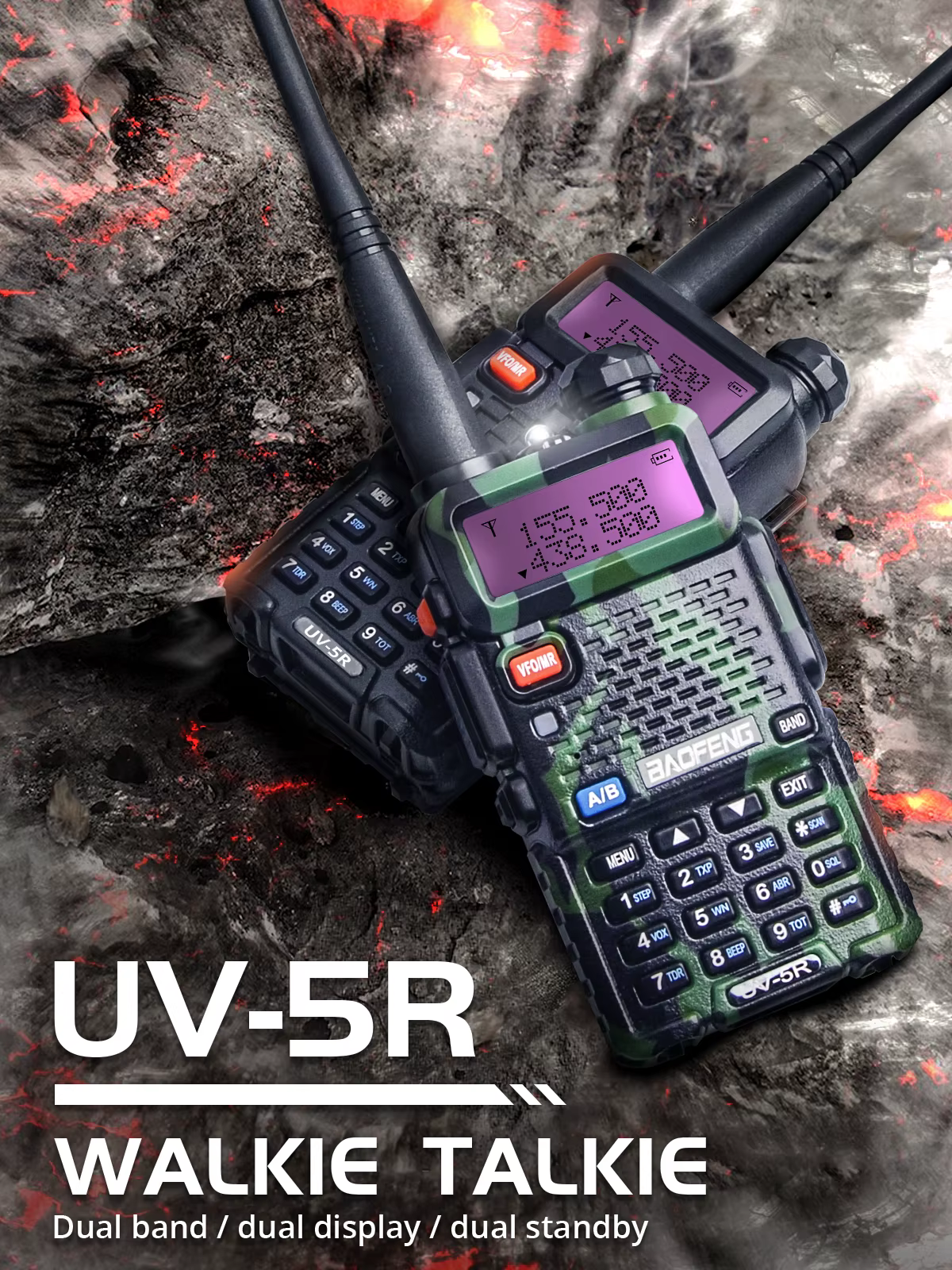 Hb3eba77be03c497c9e18c930e3e6cfd8V Radio Transmisor Baofeng UV-5R – Walkie Talkie Profesional Portátil